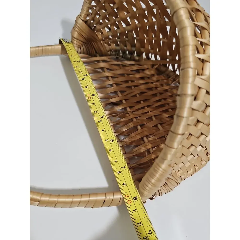 Vintage Woven Hanging Wall Basket Plant Pocket Cottagecore Country Farmhouse